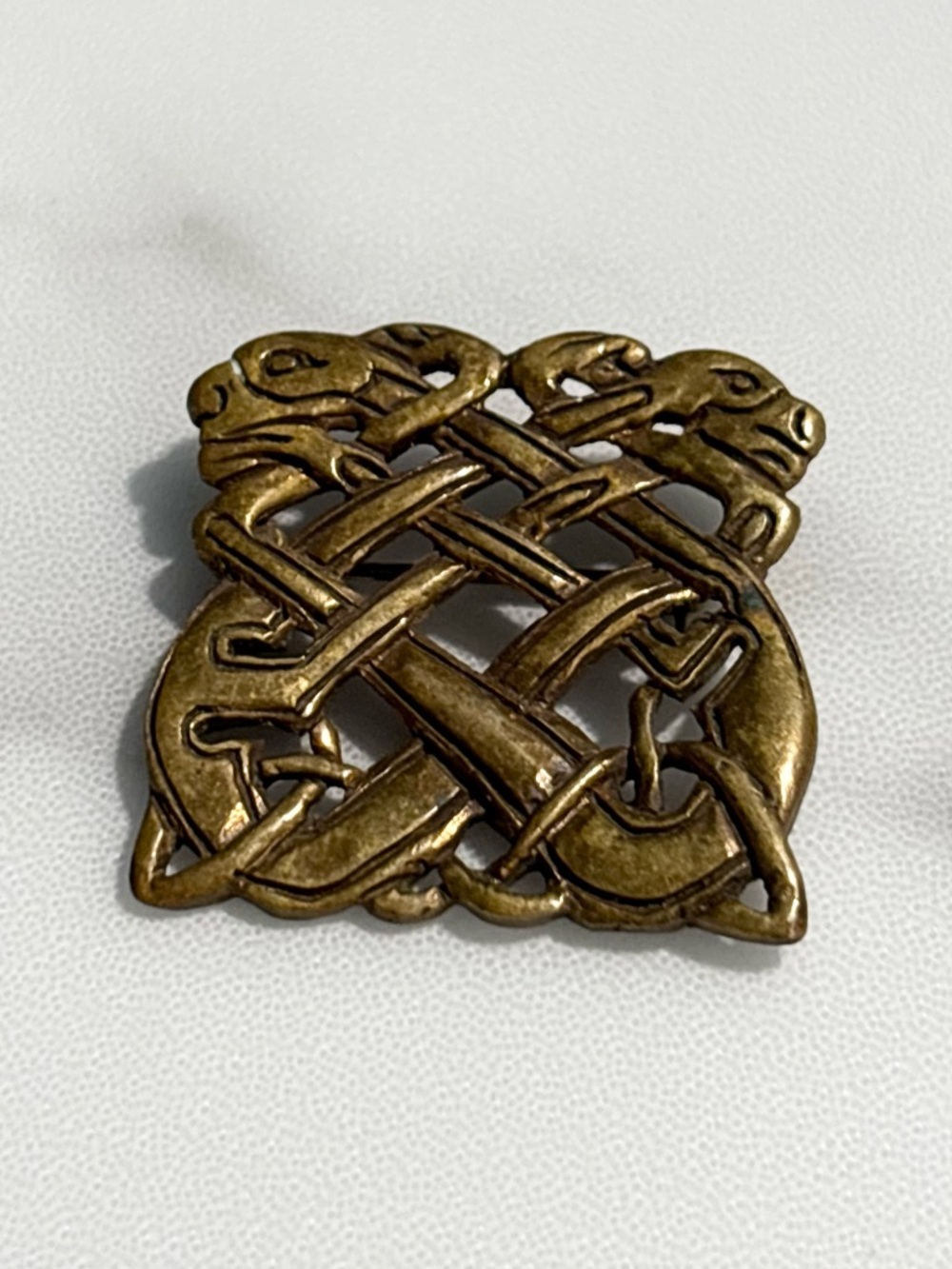 Vintage Celtic Knot Snake Brass Brooch Pin